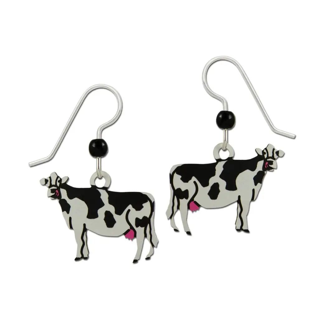 Dairy Cow Earrings, Color: Silver