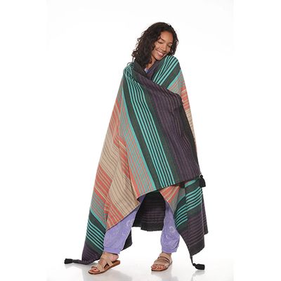 Lakhays Sediment Striped Cotton Blanket