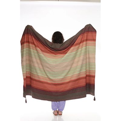 Lakhays Sediment Striped Cotton Blanket