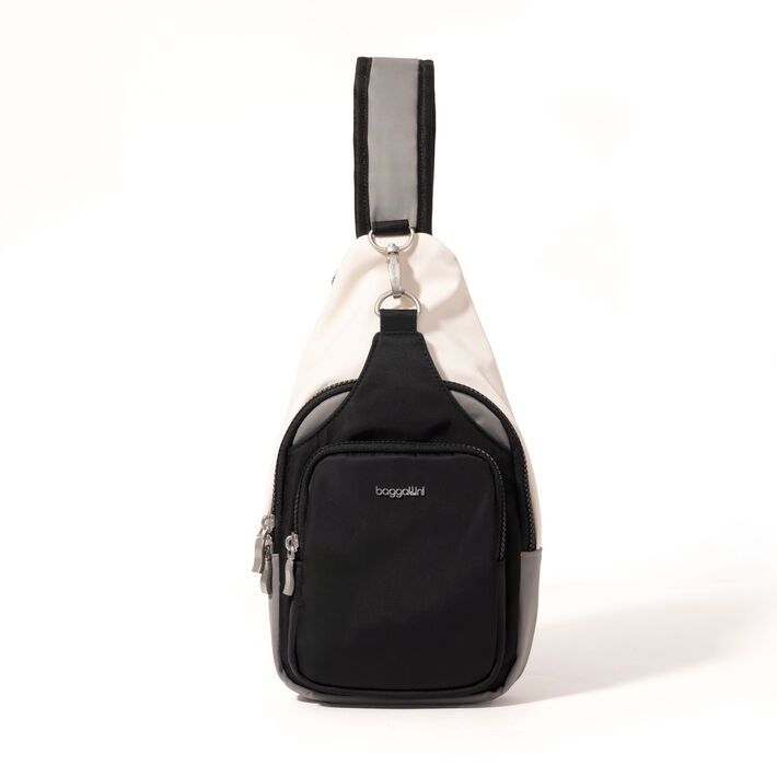 Baggallini Central Park Sling, Color: Black Multi Twill