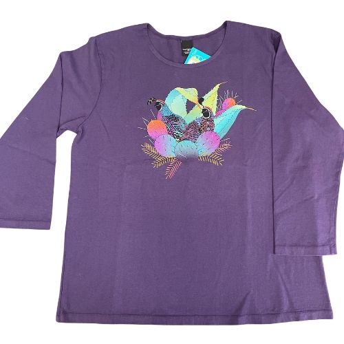 Sabaku Women's 3/4 Slv Best Tee, Desert Dress Up, Color: Blackberry, Size: XS