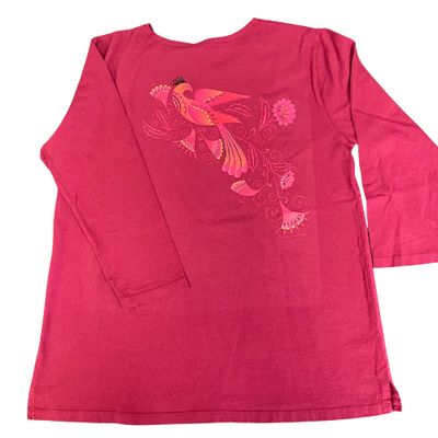Sabaku Women's 3/4 Sleeve Top, Fancy Bird