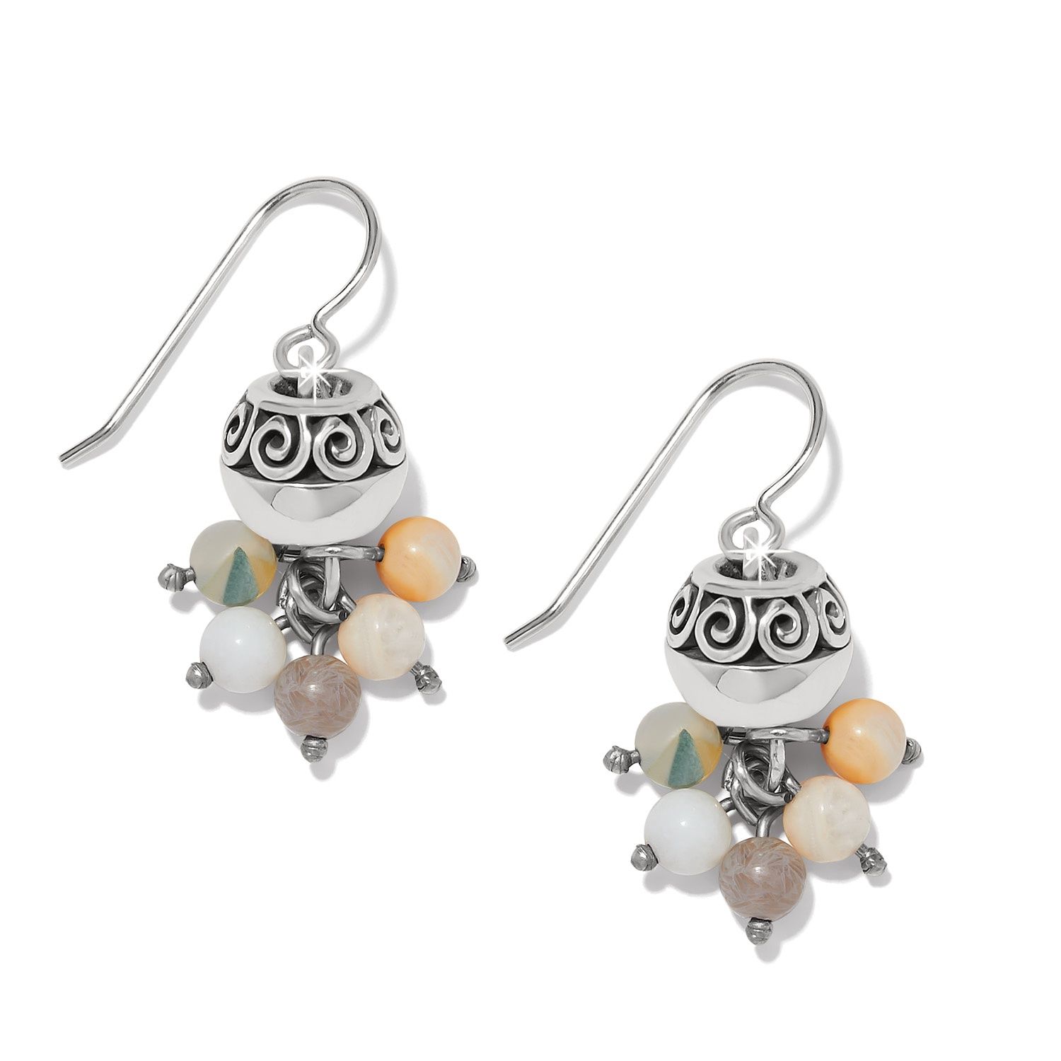 Brighton Contempo Moda Mystic Beaded French Wire Earrings, Color: Silver/Gray