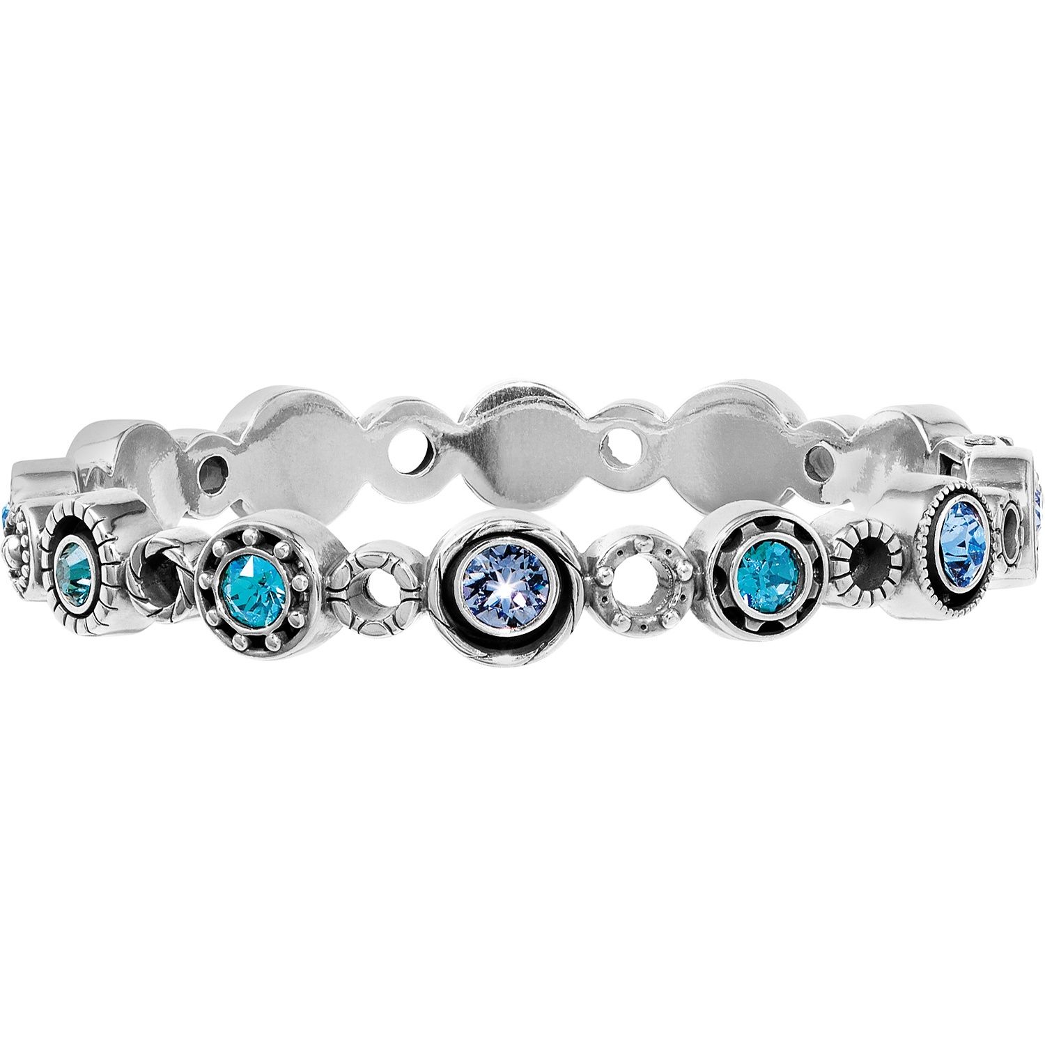 Brighton Halo Burst Hinged Bangle Bracelet, Color: Silver/Tanzanite