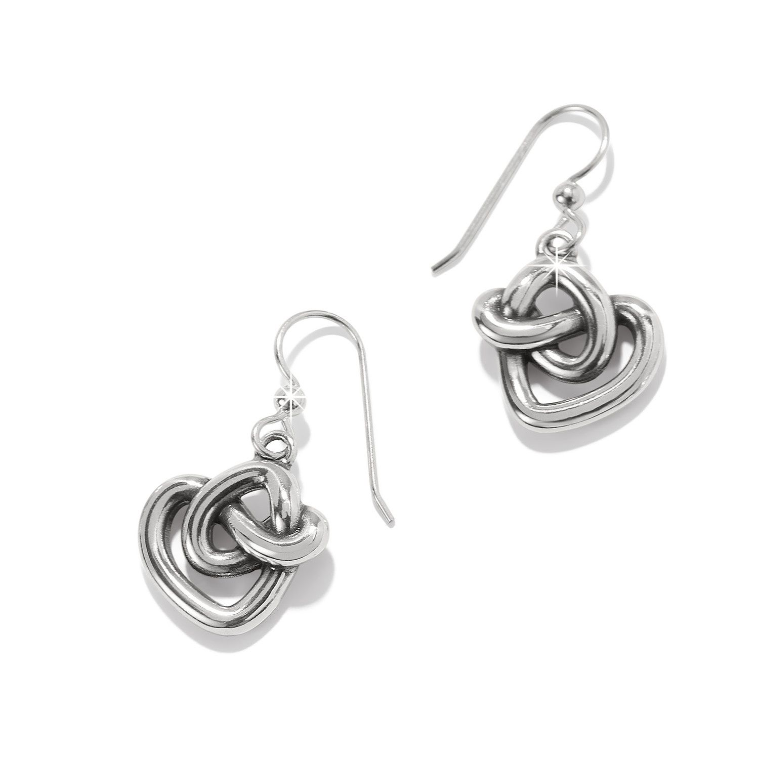 Brighton Interlok Curve Heart French Wire Earring, Color: Silver