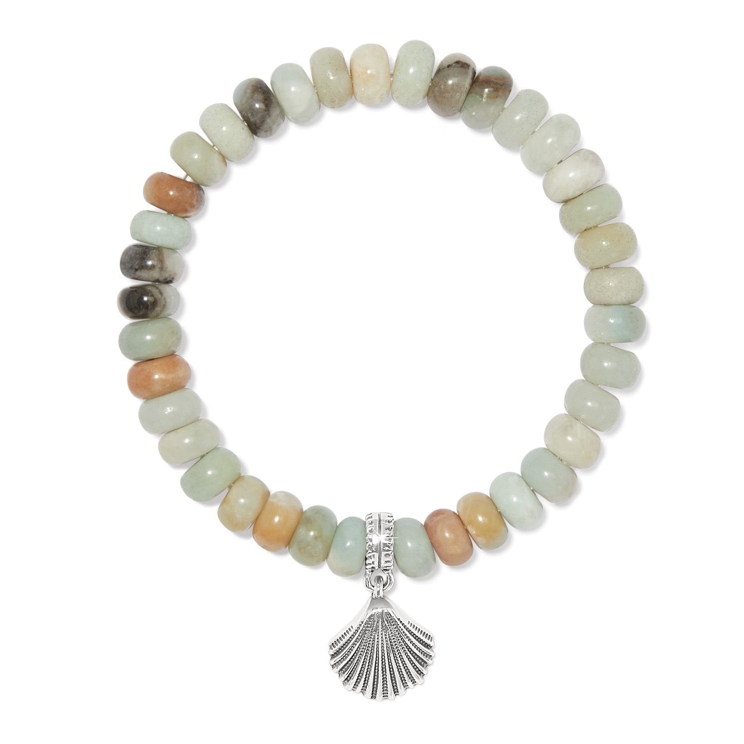 Brighton Silver Shells Bay Stretch Bracelet, Color: Silver/Blue