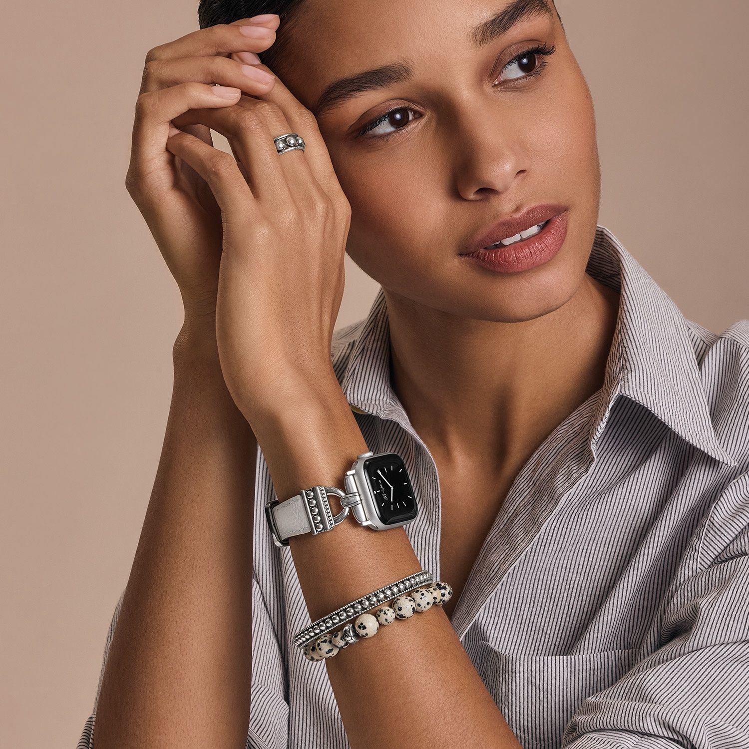 Brighton Pretty Tough Reversible Watch Band, Color: Black/White