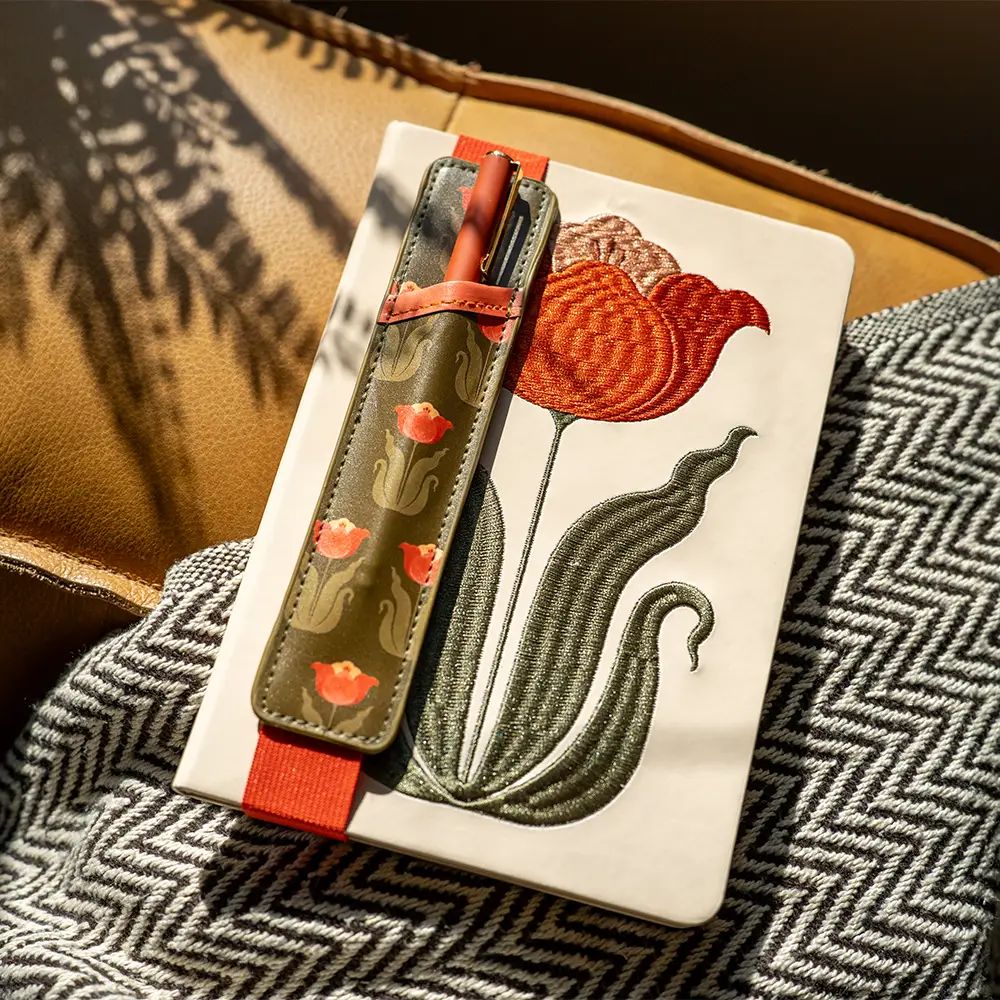Denik Journal,Embroidered W/Pen - Tulip