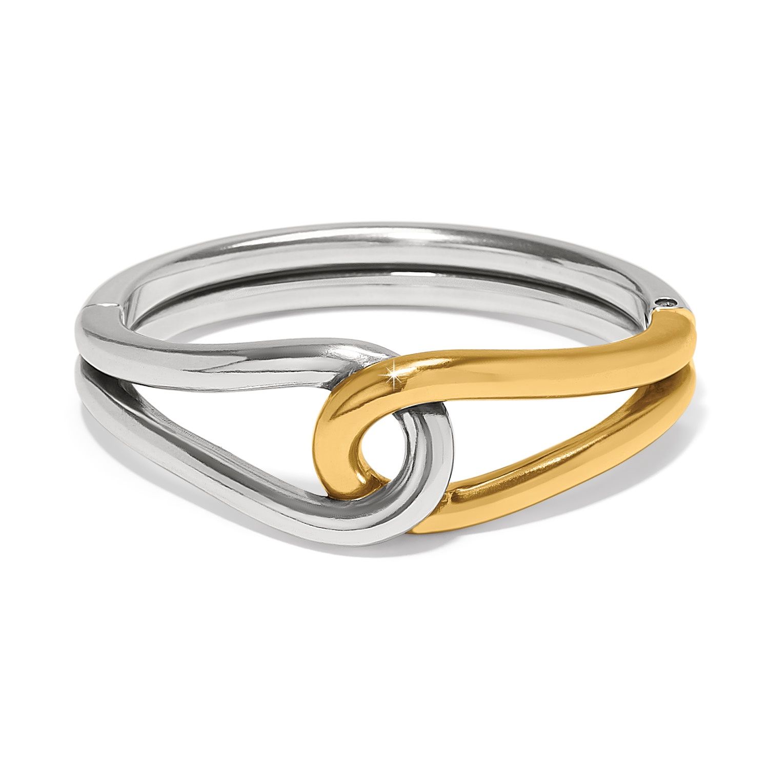Brighton Interlok Curve Two Tone Hinge Bangle, Color: Silver/Gold