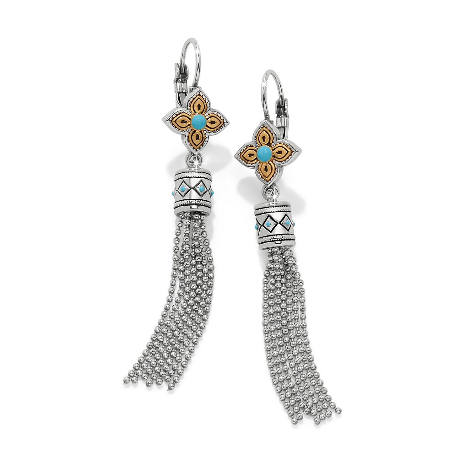 Mosaic Cerrillos Leverback Earrings, Color: Silver/Gold