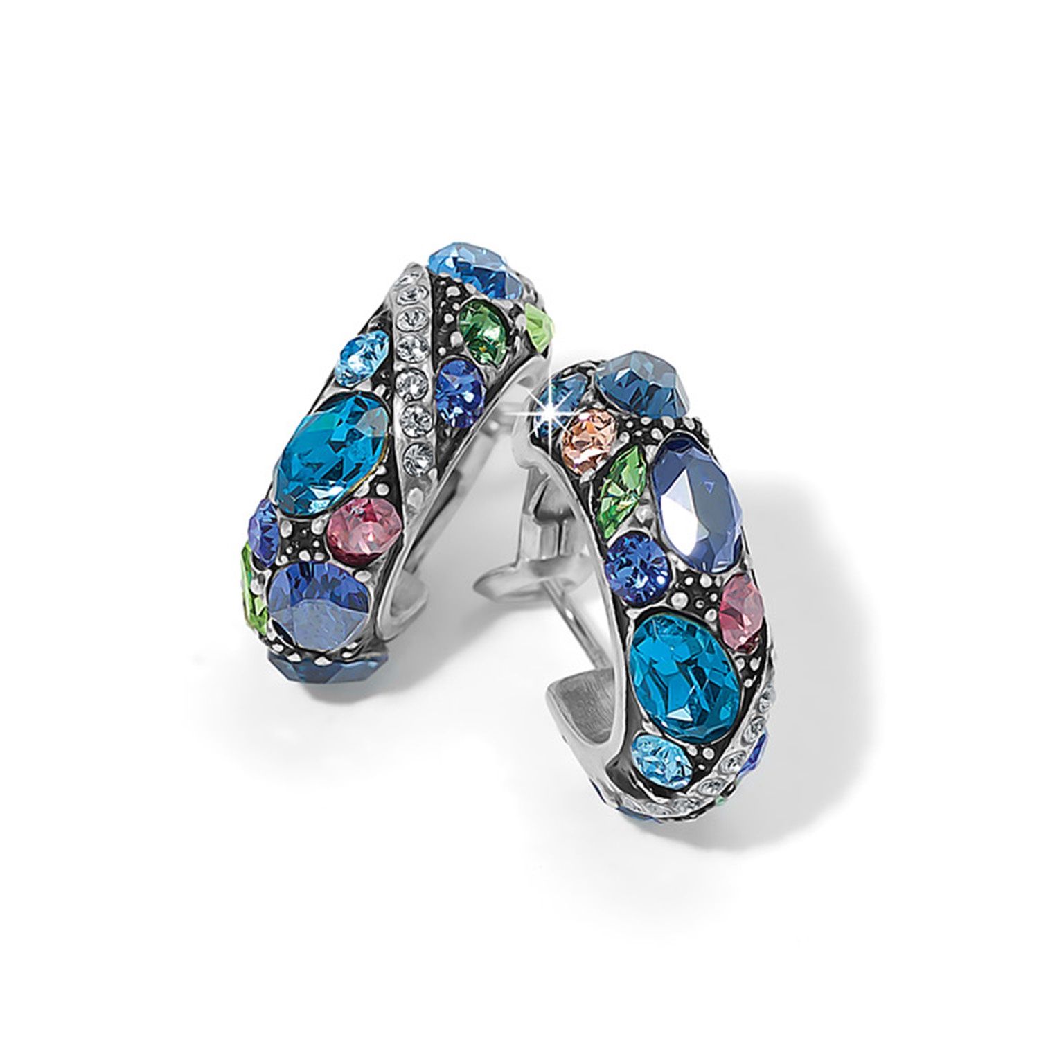Brighton Trust Your Journey Hoop Earrings, Color: Silver/Blues