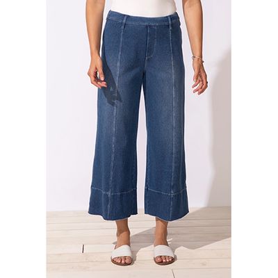 Comfort Knit Denim Crop Flood Jean