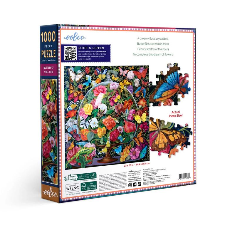 eeBoo 1000 Piece Puzzle - Butterfly Still Life