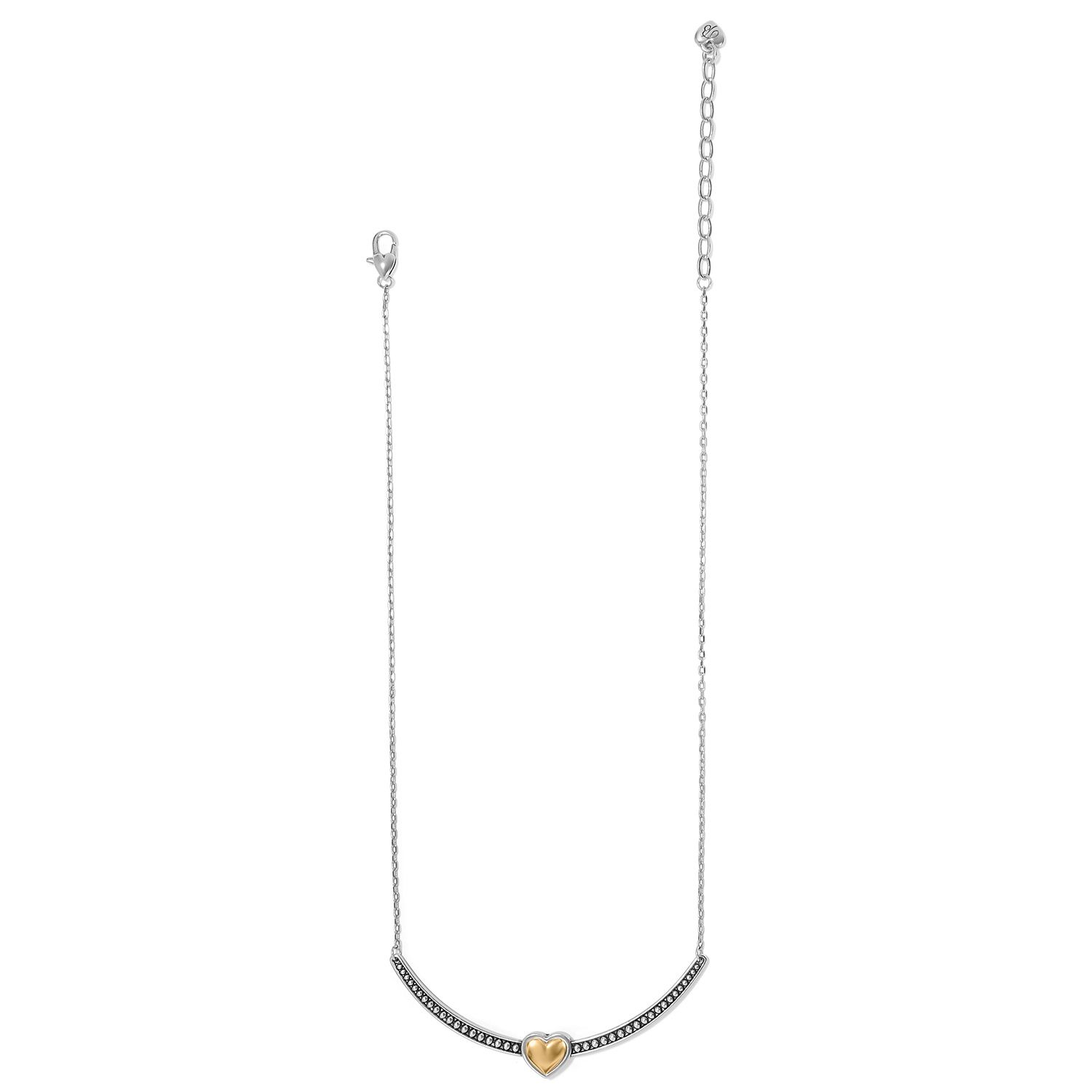 Brighton Pretty Tough Bold Heart Bar Necklace, Color: Silver/Gold