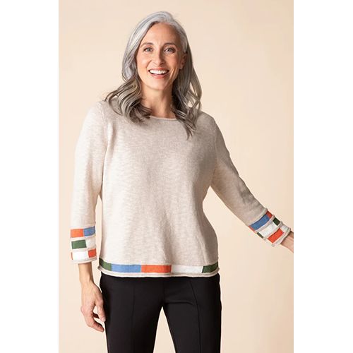 Habitat Autumn Cotton Mosaic Pullover, Women's, Color: Dove, Size: XS