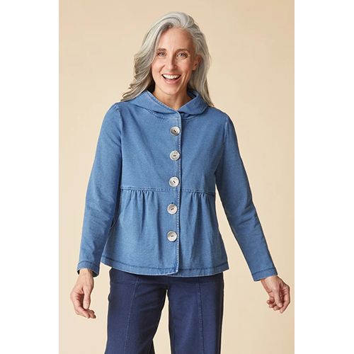 Habitat Stonewash Shirred Hoodie, Women's, Color: Lt. Denim, Size: Small