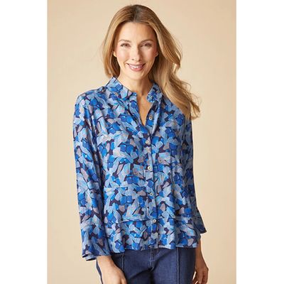 Habitat Rayon Crepe Painted Stones Flounce Shirt, Women's