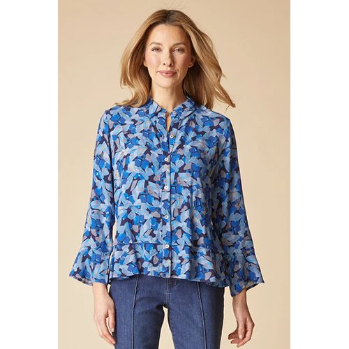 Habitat Rayon Crepe Painted Stones Flounce Shirt, Women's, Color: Tide, Size: Small