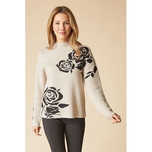 Habitat Floral Foliage Pullover Sweater, Women's, Color: Dove, Size: Small