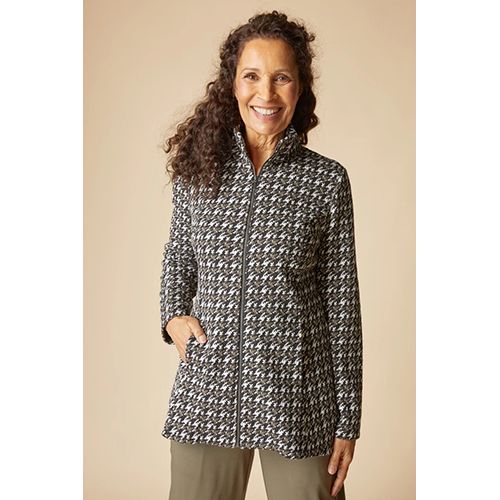 Habitat Luxe Ponte Houndstooth Print Soho Jacket, Women's, Color: Umber Multi, Size: Small
