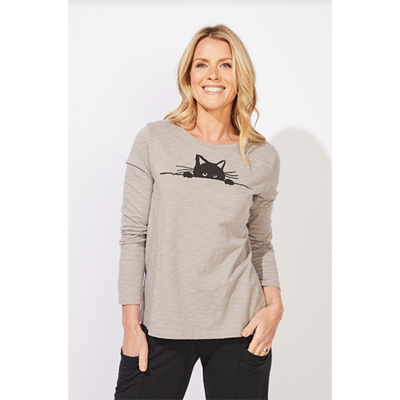 Escape Destination Crew Tee, Sneaky Cat, Women's