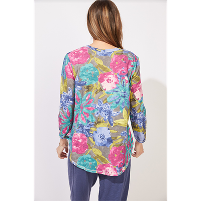Escape Botanical Blooms High Lo V-Neck Tee, Women's