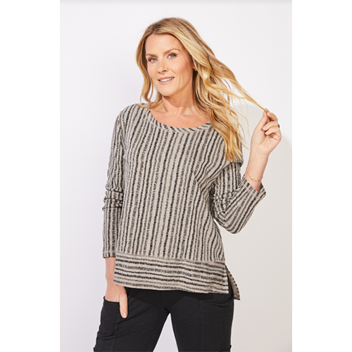 Escape Canyon Stripe Easy Tee, Women's, Color: Fog, Size: XS