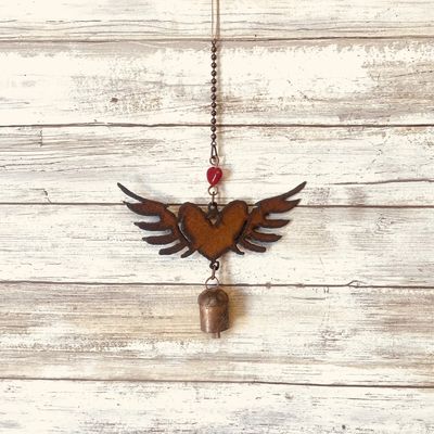 Rustic Bell - Heart With Wings