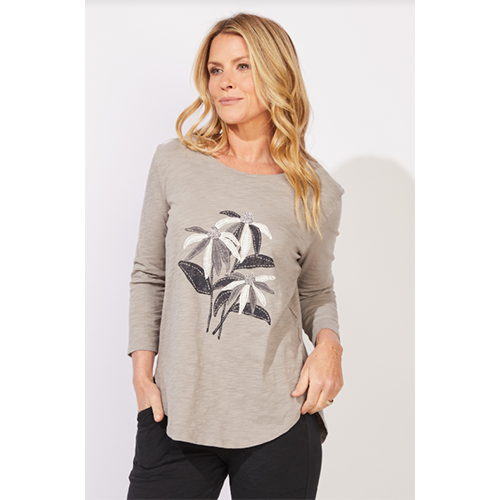 Escape Destination High Lo Tee, Craft Floral, Women's, Color: Fog, Size: XS