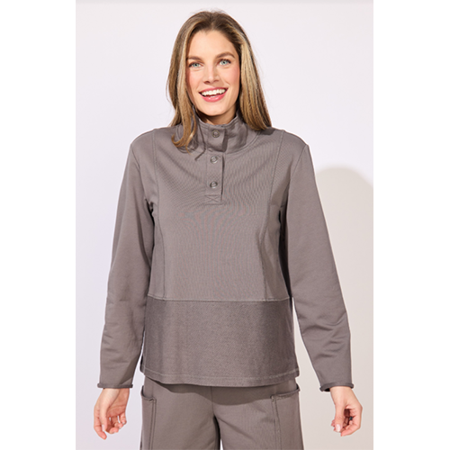 Escape Ocean Front Terry Everyday 1/4 Snap Pullover, Women's, Color: Volcano, Size: XS