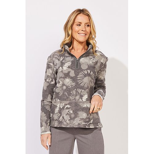 Escape Fireside Floral Fleece 1/4 Zip Pullover, Women's, Color: Volcano, Size: Small