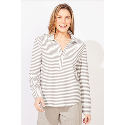 Escape Verona Stripe Primo Split Neck Pullover Top, Women's
