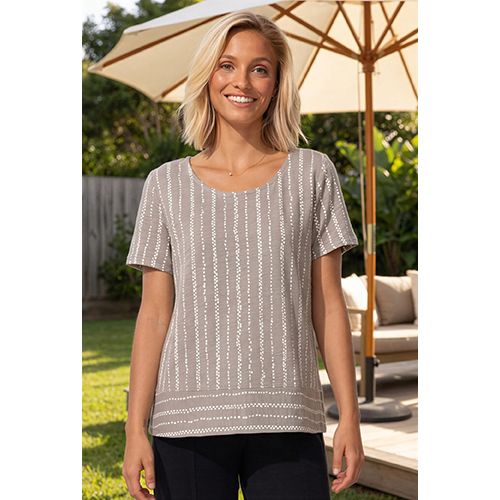 Escape Driftwood Stripe Dockside Tee, Women's, Color: Fog, Size: XS