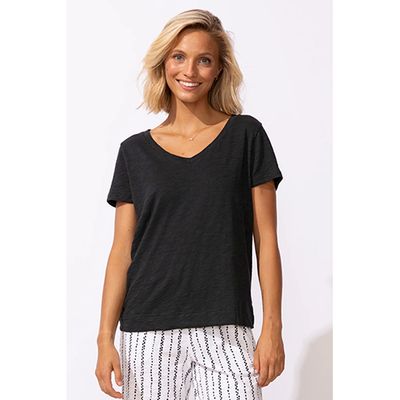 Cotton Slub V-Neck Tee
