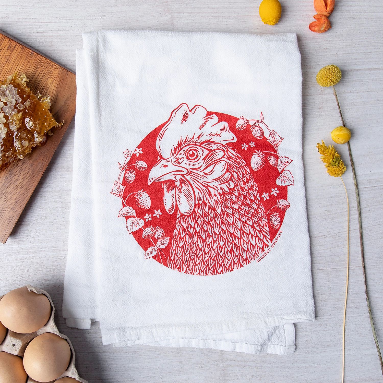 Tea Towel - Chicken + Berries