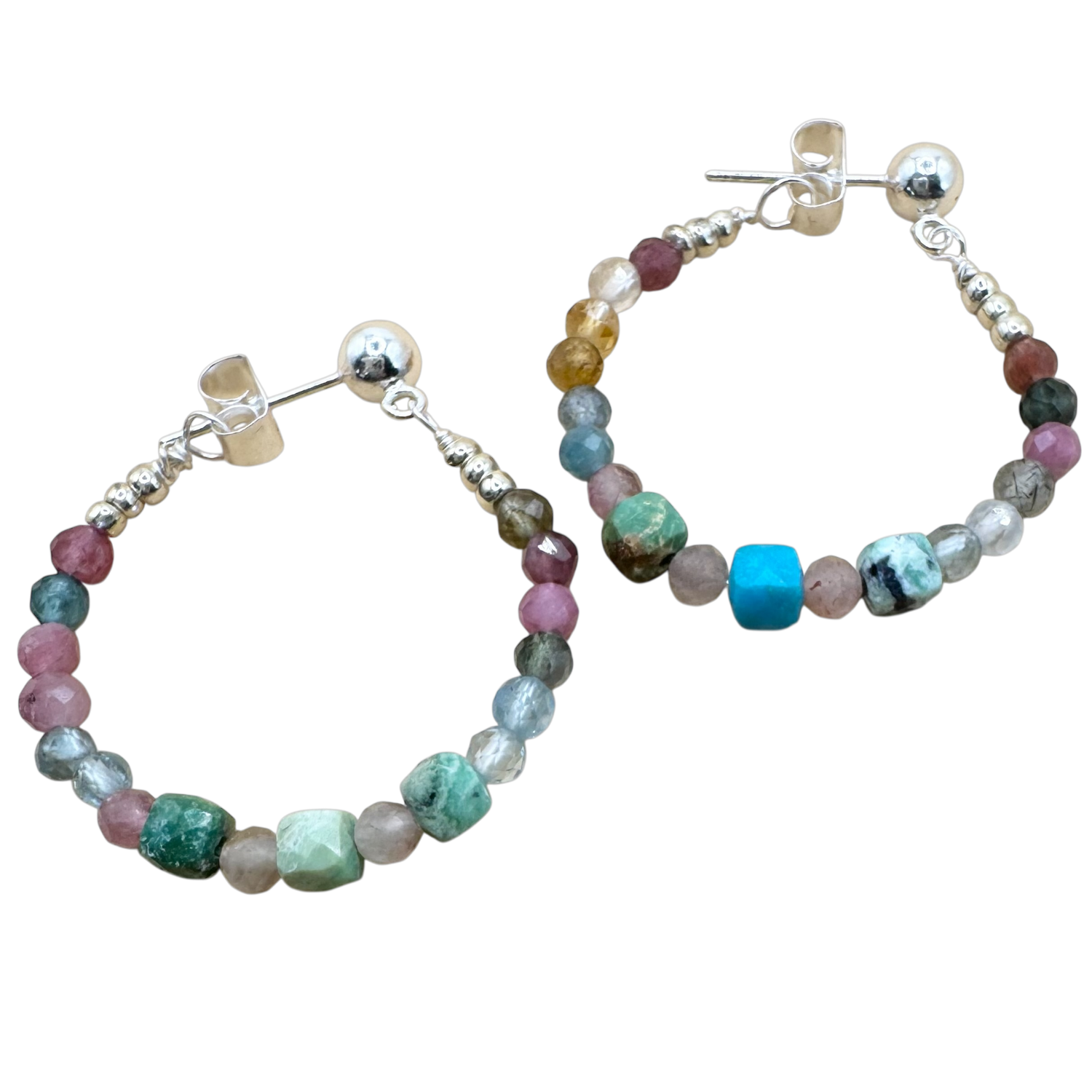 Silver Sparrow Ball Stud Southwest Stones, Color: Silver