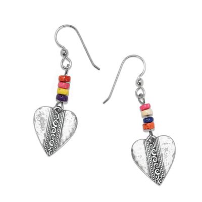 Brighton Mingle Medley Beaded Heart French Wire Earrings