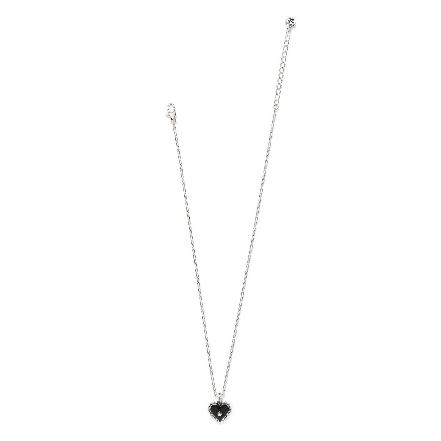 Brighton Pretty Tough Amour Heart Necklace, Color: Silver/Black