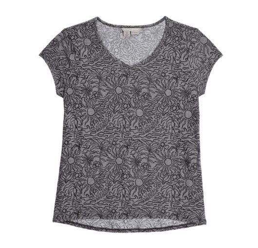 Royal Robbins Featherweight Women's Tee Shirt, Color: Charcoal Htr Sunburst Pt, Size: Small