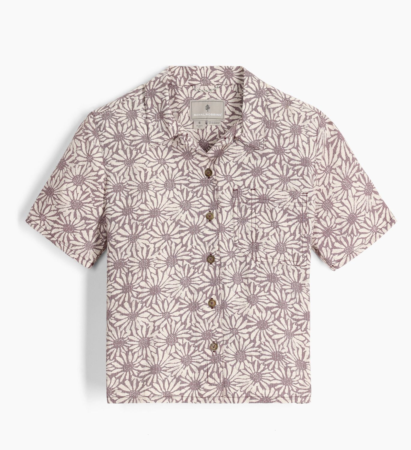 Royal Robbins Camino Pucker Women's Short Sleeve Shirt, Color: Wild Rhubarb Caledonia Pt, Size: XL