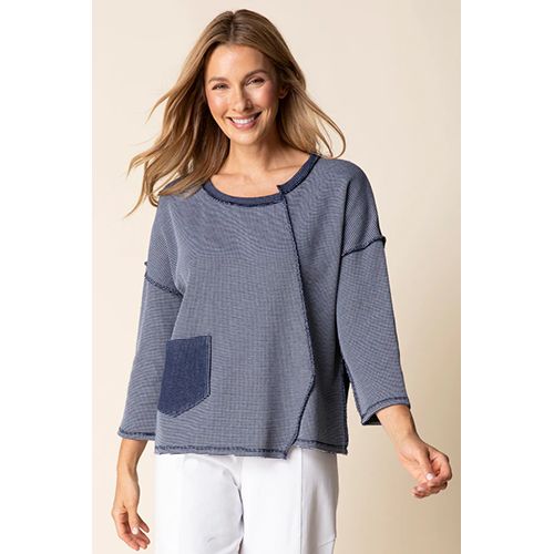 Opposites Attract Inside Out Pullover, Color: Navy, Size: XS