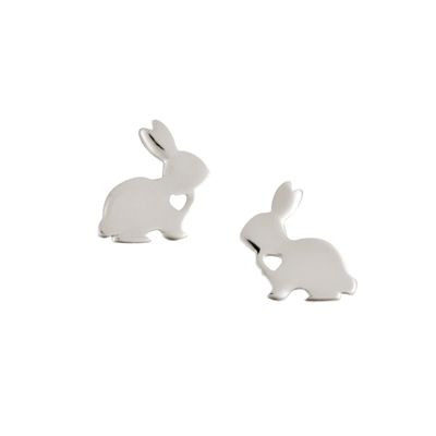 Love Bunnies Silver Post Earrings