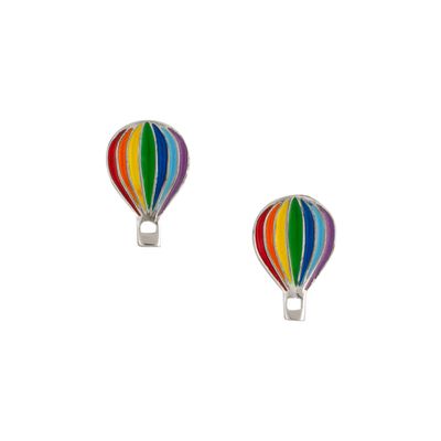 Hot Air Balloon Silver/Enamel Post Earrings