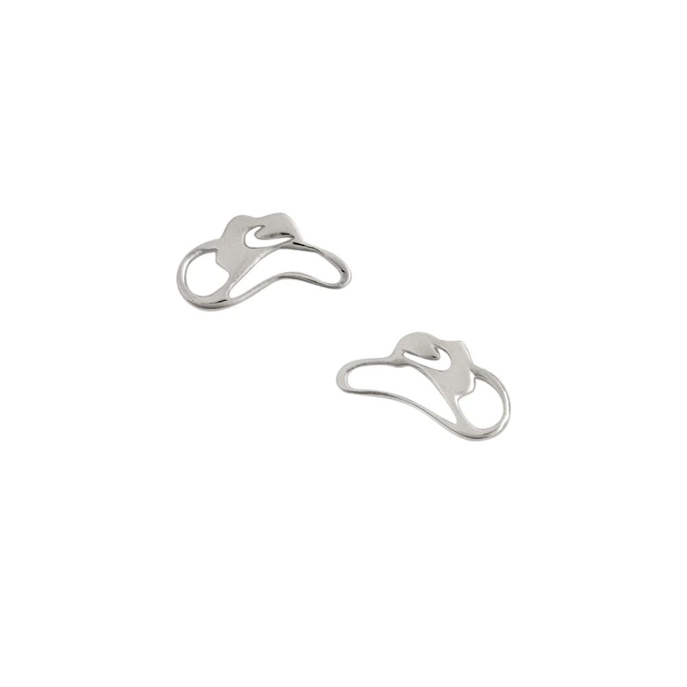 Open Cowboy Hat Silver Post Earrings, Color: Silver