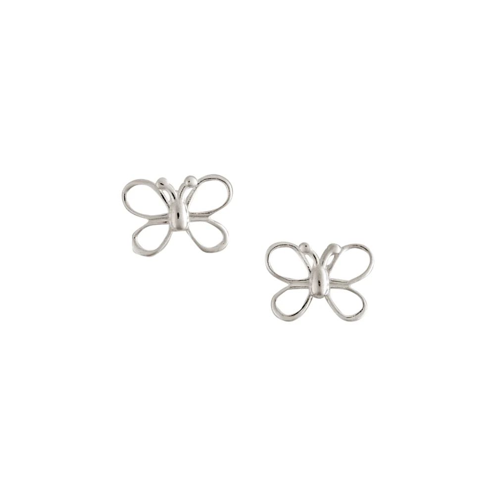 Open Butterfly Silver Post Earrings, Color: Silver