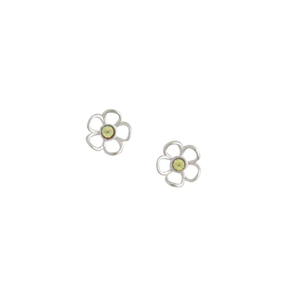 Clear Crystal Pansy Silver Post Earrings, Color: Silver