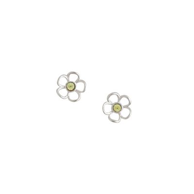 Clear Crystal Pansy Silver Post Earrings