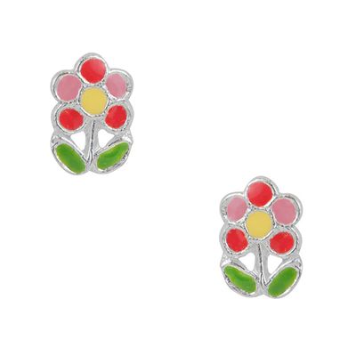 Garden Flower Silver/Enamel Post Earrings