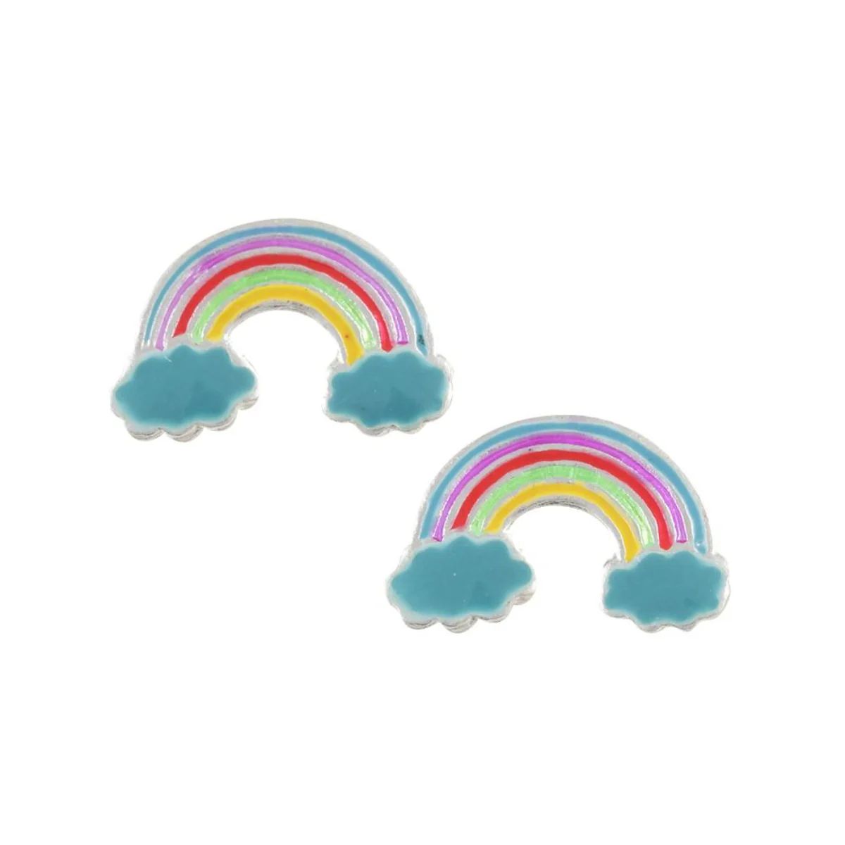 Over The Rainbow Silver/Enamel Post Earrings, Color: Silver