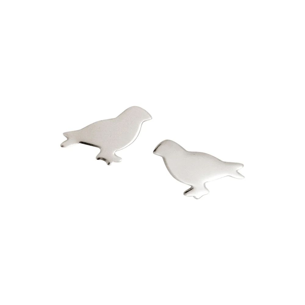 Minimal Birdie Silver Post Earrings, Color: Silver